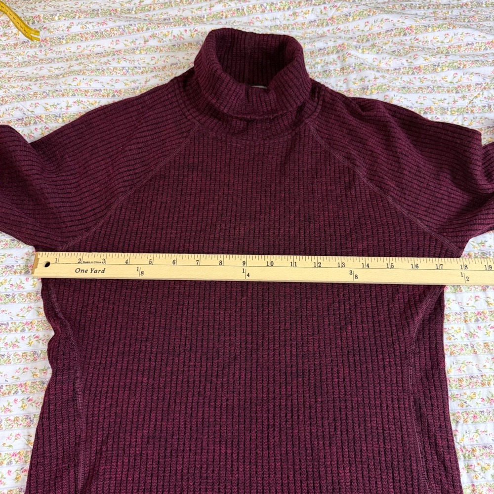 Smartwool Merino 250 Base Layer Turtleneck Top Burgundy Womens Large 100% Wool - Picture 10 of 11